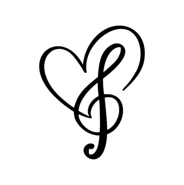 the letter f with a treble in the shape of a heart