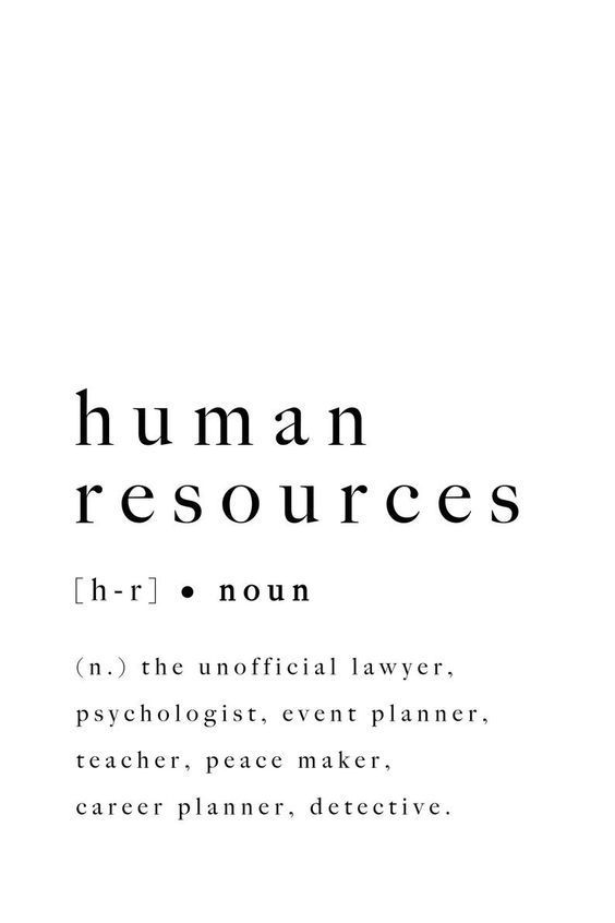 the words human resources written in black and white on a white background with text below it