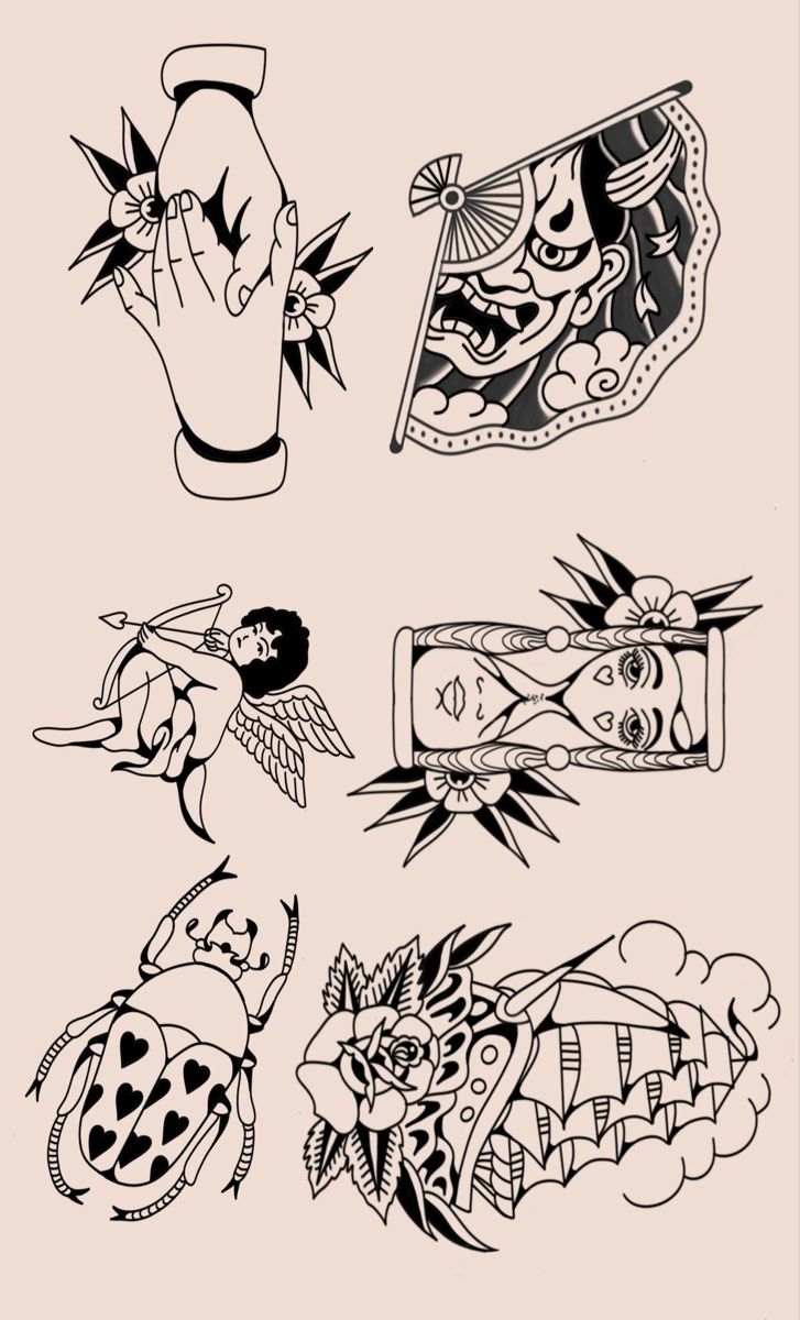 an image of tattoos drawn in black and white