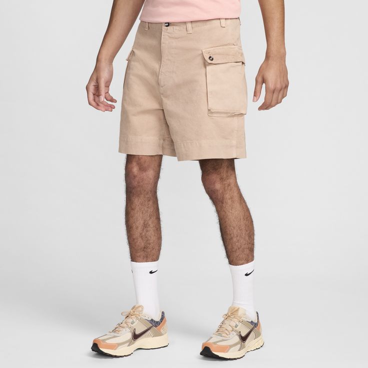 Designed for durability, these cargo shorts are made with heavyweight cotton canvas that stands up to routine wear. Spacious cargo pockets give you plenty of room to carry your essentials. Nike Cotton Cargo Pants For Streetwear, Khaki Utility Cargo Shorts With Patch Pockets, Utility Cotton Cargo Shorts With Multiple Pockets, Khaki Utility Cargo Shorts, Streetwear Cotton Cargo Shorts With Patch Pockets, Cotton Cargo Shorts With Patch Pockets For Streetwear, Utility Shorts With Multiple Pockets, Outdoor Utility Cargo Shorts, Utility Cotton Shorts With Side Pockets