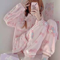 My Melody Inspired Pink Flannel Plush Pajama Set Kawaii Cute – PeachyBaby Cutecore Pajamas, My Melody Pajamas, Bliss Aesthetic, Kawaii Closet, Kawaii Pajamas, Walpapers Cute, Pink Flannel, Cute Pajamas, Little Outfits