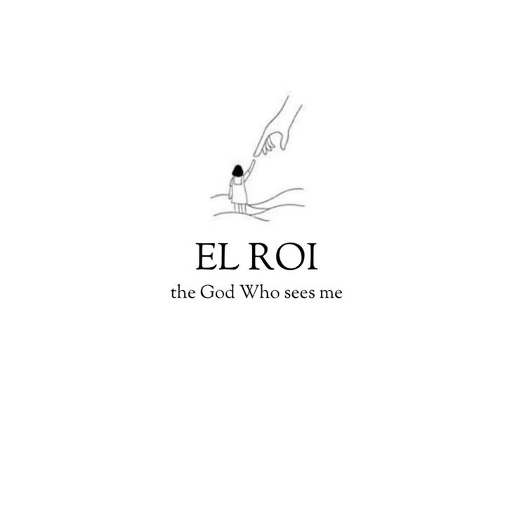 el roj the god who sees me logo on white background with hand and black ink