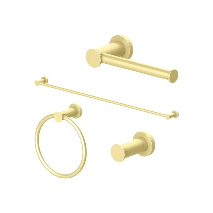 an image of bathroom accessories set in gold