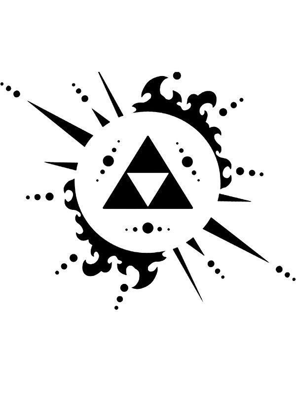 the legend of zelda symbol is shown in this black and white photo, with splashes around it