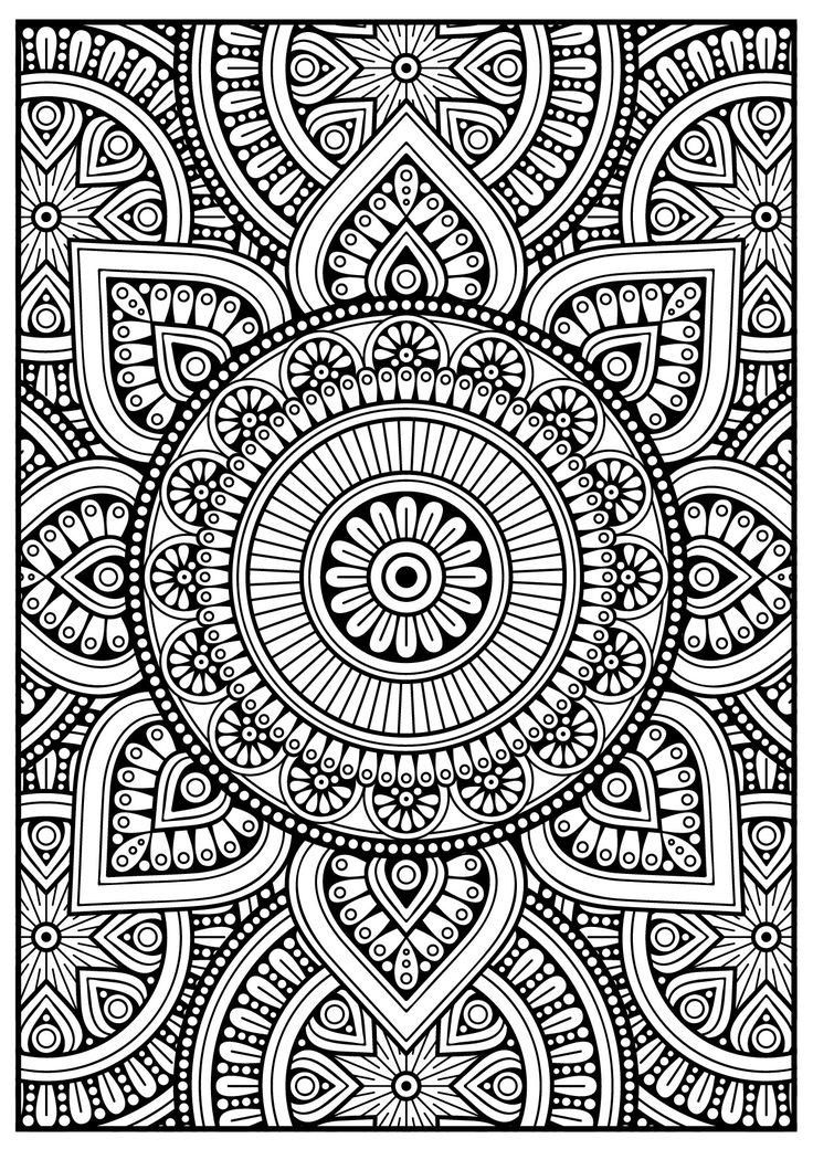 an intricate black and white pattern with the eye in it's center, as well as