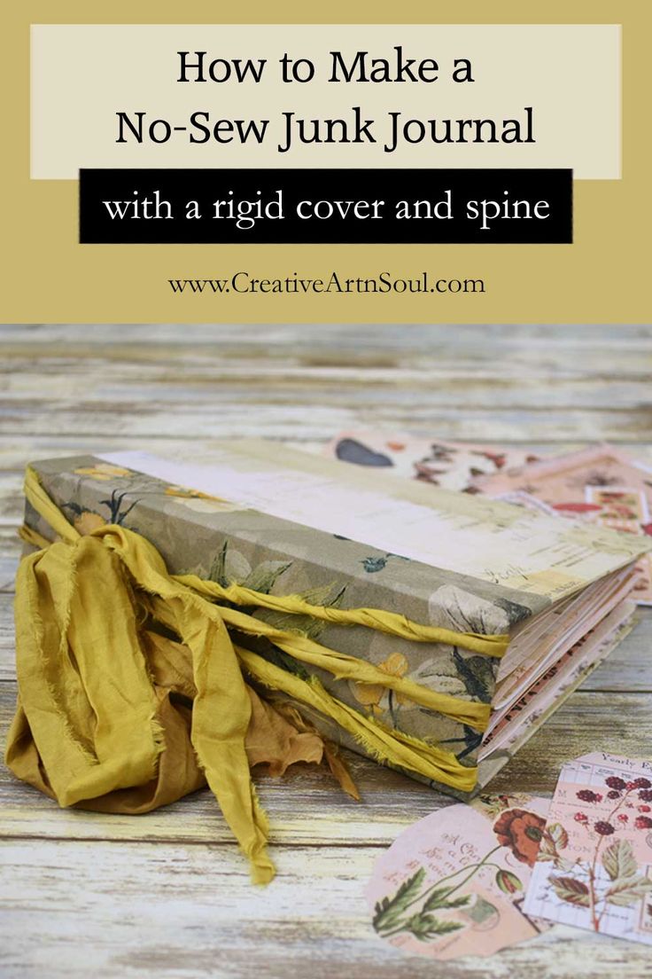 a pile of fabric sitting on top of a wooden table with text overlay reading how to make a no - sew junk journal