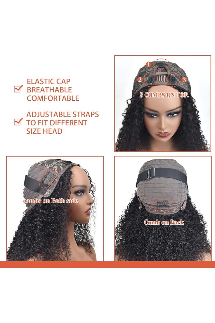 U Part Human Hair Wig Curly Human Hair for Black Woman No Leave Out Clip Kinky Curly V Part Wig Human Hair Curly Beginner Friendly No Sew in No Glue 200% Density Natural Color 20 Inch Side Comb, U Part Wig, U Part, Curly Human Hair Wig, Womens Wigs, Curly Wigs, Wigs For Black Women, Woman Colour, Black Women Hairstyles