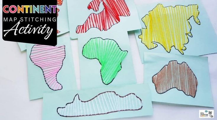 Do you struggle to teach your kids about geography? Sometimes it's a challenge to know how to help your kids understand this amazing world in which we live. This continent maps stitching activity is a fun hands-on project to help your children learn to recognize the shape of the seven continents. It is also a craft that will help your child hone their fine motor skills through sewing. Geography Printables, Continent Map, Montessori Color, Seven Continents, The Continents, Teaching Geography, Map Projects, Map Activities, 7 Continents