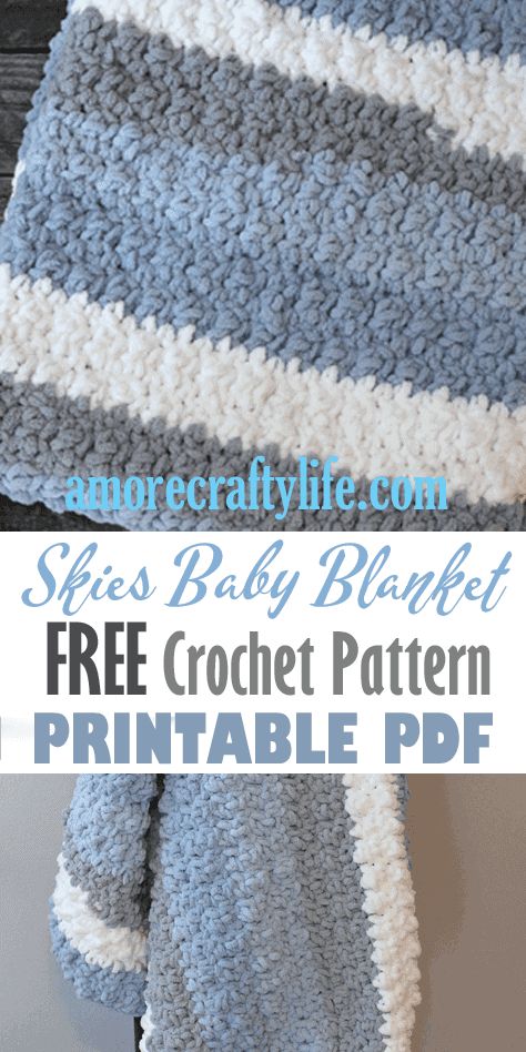 a crocheted blanket with text overlay that reads, free baby blanket pattern printable