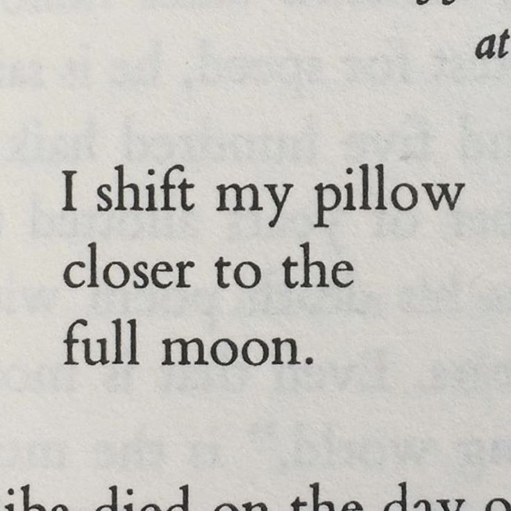 an open book with the words, i shift my pillow closer to the full moon