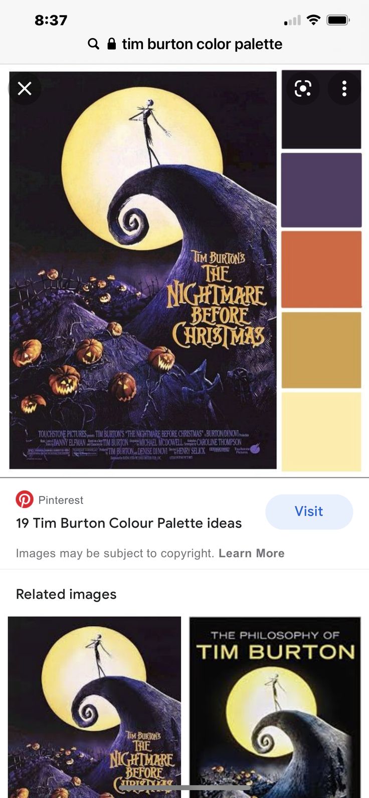 the instagram page for tim burton's animated movie poster collection, which is being viewed on facebook