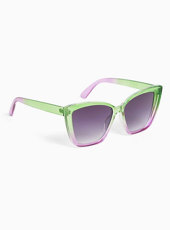 This pair of brightly colored shades feature a cat-eye design and are the perfect way to shade your day. Ombre lenses and frames. Man-made materials. Imported. The best plus size women's green & purple ombre cat eye sunglasses eyewear in multi. Trendy Purple Mirrored Cat Eye Sunglasses, Trendy Purple Cat Eye Sunglasses With Mirrored Lenses, Purple Gradient Cat Eye Sunglasses, Purple Cat Eye Sunglasses With Uv Protection, Modern Purple Cat Eye Sunglasses With Gradient Lenses, Purple Mirrored Cat Eye Sunglasses, Purple Cat Eye Sunglasses With Mirrored Lenses, Trendy Purple Cat Eye Sunglasses With Uv Protection, Purple Cat Eye Sunglasses For Summer