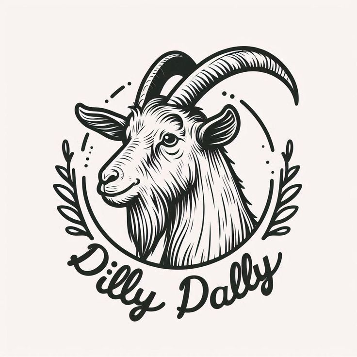 a goat's head with the words billy dalsy on it and an olive branch