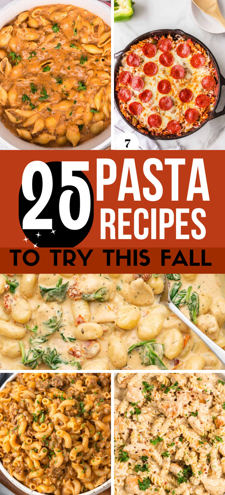 Pasta dinner recipes phot collage with text overlay. Pasta Dish For Thanksgiving, Comforting Pasta Dishes, Pasta Sauce Dinner Ideas, Pasta Recipe For A Crowd, Easy Fall Pasta Recipes, Pasta Dish Recipes, Home Made Pasta Recipes Easy, Comfort Food Pasta, Things To Make With Pasta