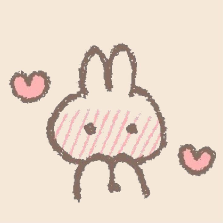 a drawing of a rabbit with two hearts