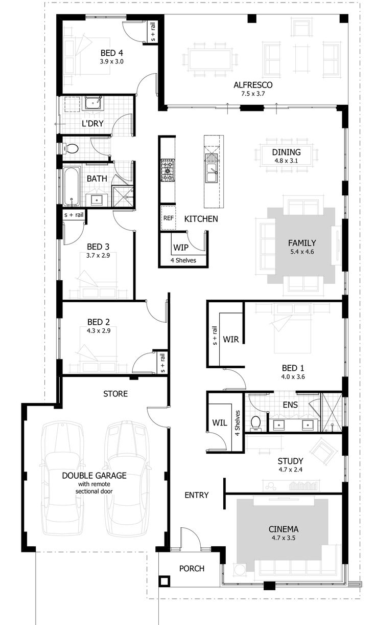 the floor plan for a three bedroom house