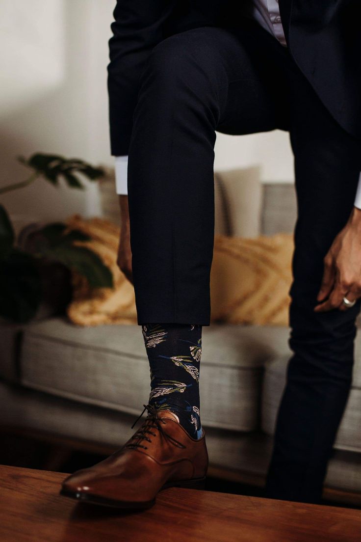 Luxe mid-calf high dress socks for men. Fabricated with the finest mercerized cotton, Socks on the Beach is a colourful, tropically patterned men's dress socks for on or off the beach. Details: Size Guide One size fits most.Recommended Men's US shoe size 7 - 12, Euro 39 - 45. Materials 70% Cotton, 29% Nylon, 1% SpandexMade in China Care Instructions Machine wash on perm press, no chlorine bleach,hang dry recommended. Happy Socks Outfit, Socks Photoshoot, Trouser Socks, Mens Dress Socks, Sock Outfits, Mens Formal, Dress Socks, Happy Socks, Man Photo