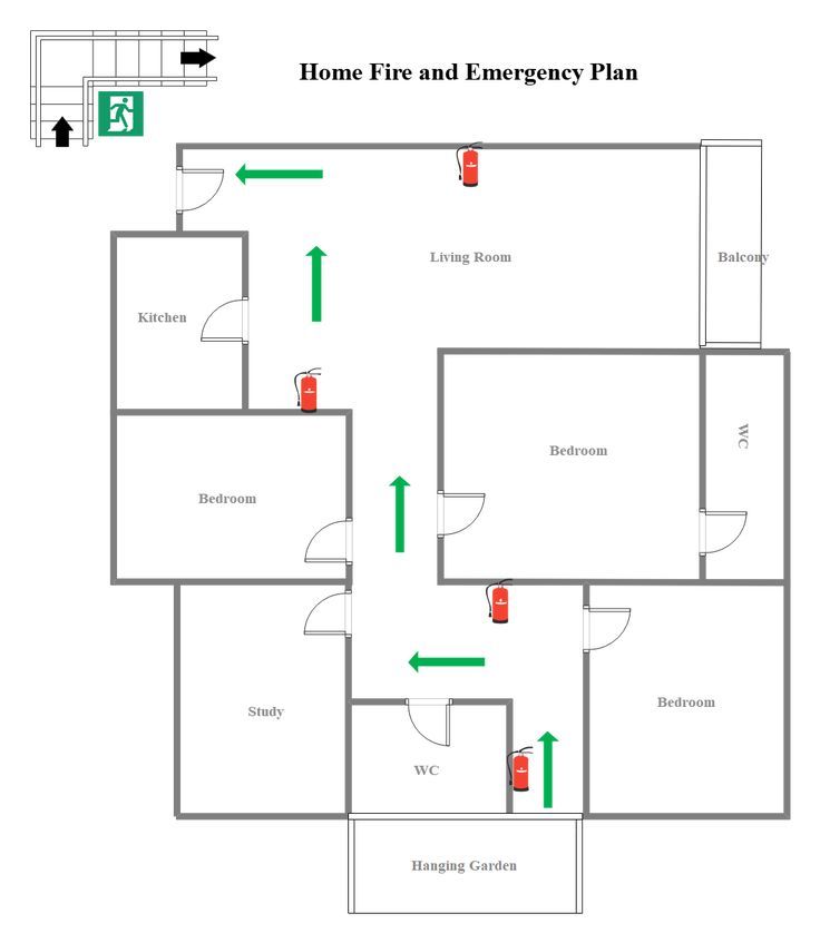 Home Fire and Emergency Plan | EdrawMax Free Editable Template Home Evacuation Plan, Fire Escape Plan, Small House Floor Plan, Family Emergency Plan, Evacuation Plan, Fire Training, How To Make Fire, Family Emergency, Escape Plan