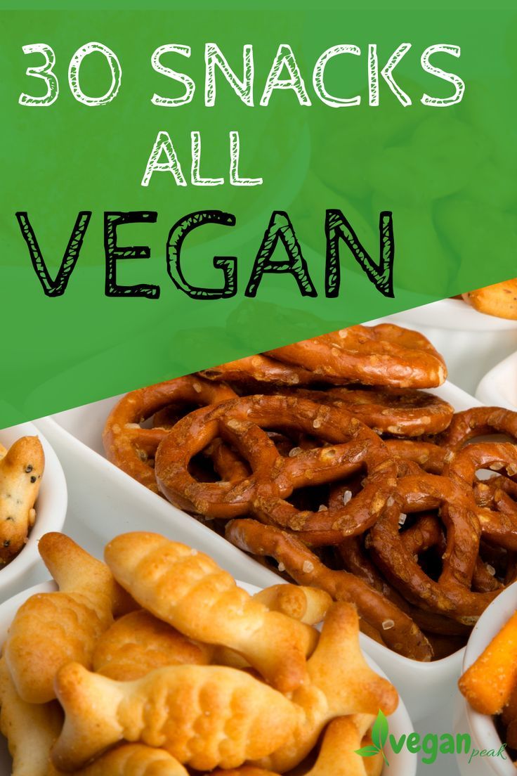 vegan snacks with text overlay that reads 30 snacks all vegan