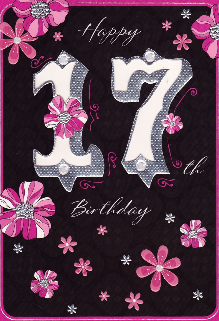 a happy birthday card with flowers and the number seventy seven in white on a black background