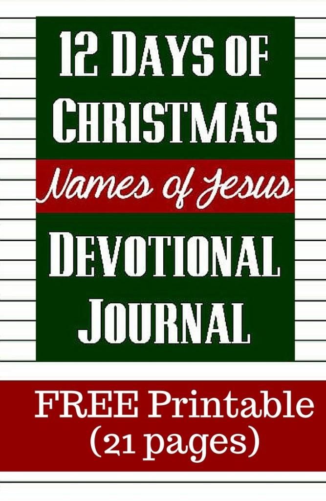 the 12 days of christmas names of jesus's devotion journal with free printable pages