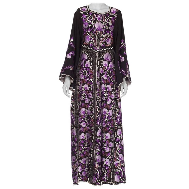 1970S Purple Embroidered Metallic Floral Dress 1980s Clothing, Floral Casual Dress, Restless Sleepers, Floral Dress Casual, Tropical Dress, Dress Purple, Dress For Sale, Day Dresses, Floral Dress