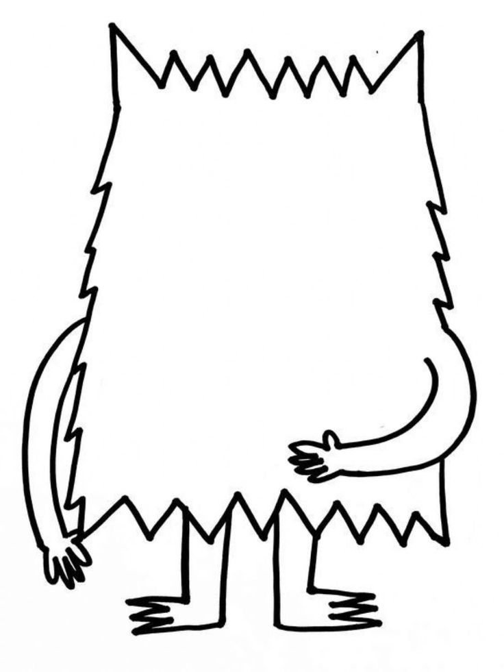 a black and white drawing of a monster with its hands on his chest, standing in front of the viewer