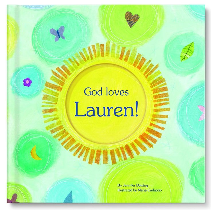 a book with the title god loves lauren written in blue, green and yellow circles