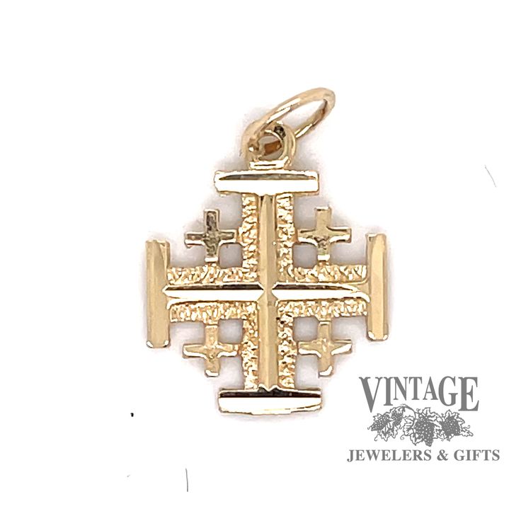 Jerusalem cross in 14ky gold Decorative Cross, Crosses Decor, Small Crosses, Jump Rings, Diamond Cut, Diamond Cuts, Tattoos, Ring, Gold