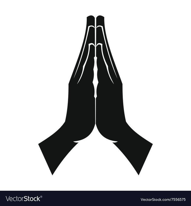 praying hands icon in black on white background