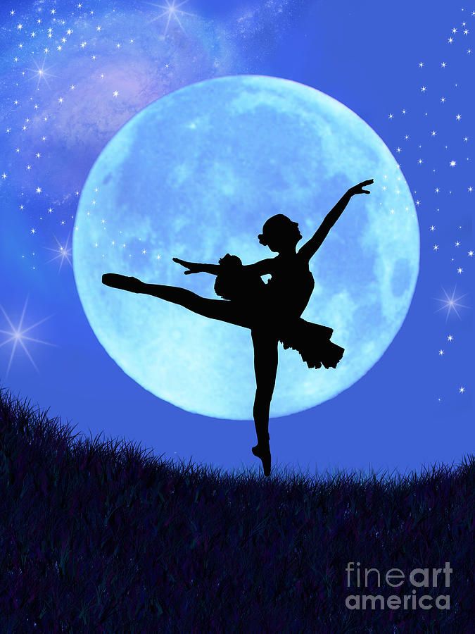 a ballerina is dancing in front of the full moon