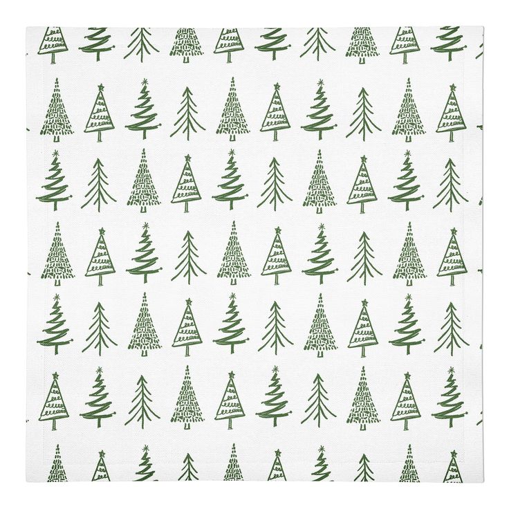 a green and white christmas tree print napkin