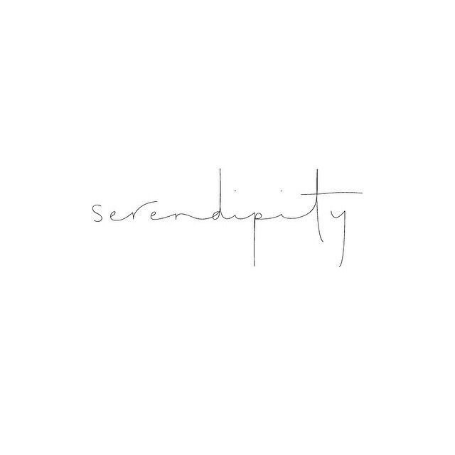 a black and white photo with the word serendity written in cursive writing