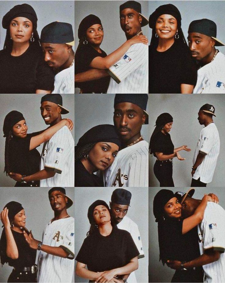 multiple pictures of people posing together for a photo shoot with one woman hugging the other