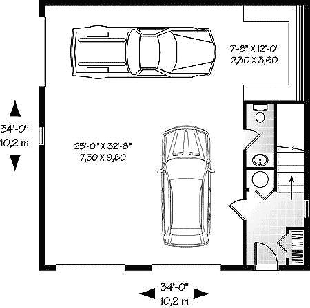 the floor plan for a two car garage