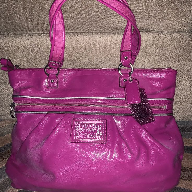 - Never Used! - Perfect Condition Purple Shoulder Bag With Double Handle And Zipper Closure, Purple Shoulder Bag With Zipper Closure For Errands, Purple Satchel Tote With Zipper Closure, Purple Tote Satchel With Zipper Closure, Purple Satchel With Zipper Closure, Purple Satchel Shoulder Bag With Zipper, Purple Satchel Shoulder Bag With Zipper Closure, Purple Shoulder Satchel With Zipper, Rectangular Purple Coach Shoulder Bag