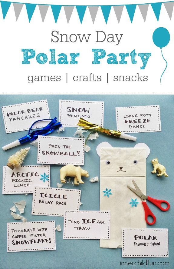 snow day polar party games and crafts for kids to play in the snow with their favorite animals