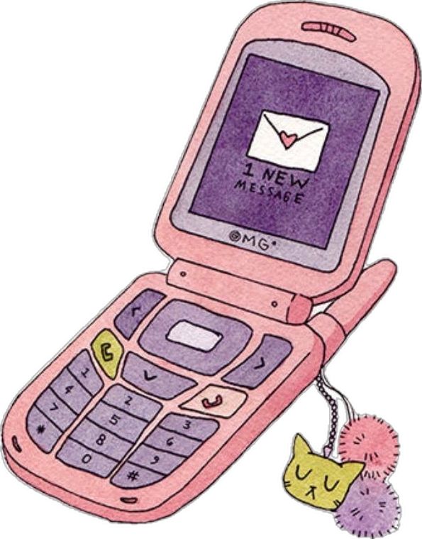 a pink cell phone with a key chain attached to it's front and side