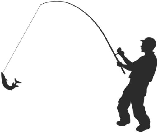 a man is fishing with two birds flying around him