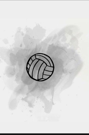 a black and white image of a volleyball ball with watercolor splashes on it