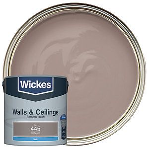 wickes wall and ceiling paint with the lid open, showing it's light brown