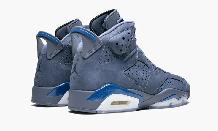 the nike air jordan 6 is in grey and blue