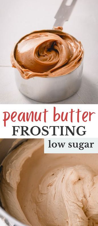 peanut butter frosting in a bowl with the words, how to make peanut butter frosting low sugar