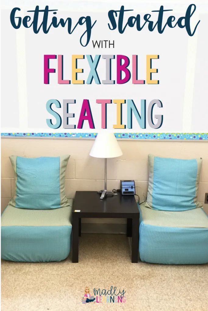 two couches sitting next to each other with the words getting started with flexible seating