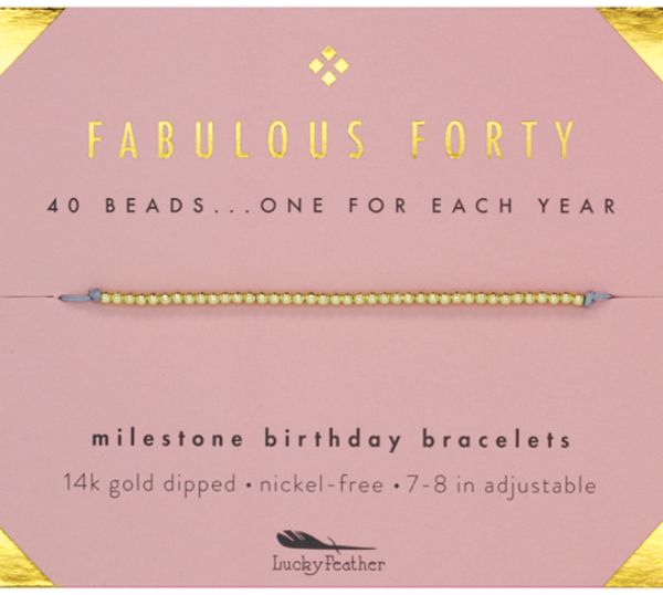 This dainty bracelet is the perfect way to celebrate any fabulous forty-year-old’s birthday. There are 40 beads, one for each remarkable year of life! Simply chic milestone bracelets, perfect for celebrating every year of life! Gift it or keep it, either way, it is a unique way to celebrate an important milestone. Each bead is dipped in 14k gold and nickel free and bracelet cord is adjustable 7-8 inches. Forty Birthday, Feather Bracelet, Birthday Bracelet, Dainty Bracelet, Feather Jewelry, Meaningful Messages, Milestone Birthday, Simply Chic, Dainty Bracelets