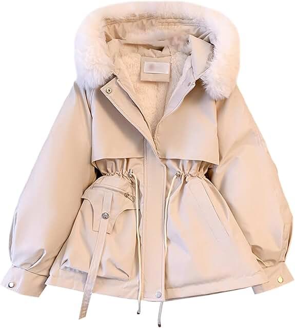 Amazon.co.uk : Fur coat Winter Coat Parka, Winter Parka, Jumpsuit Outfit, Korean Casual, Cotton Coat, Winter Jackets Women, Mua Sắm, Warm Coat, Winter Coats Jackets