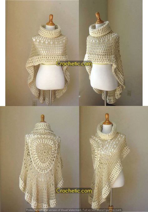 crocheted shawl pattern for women's ponchy capelet top