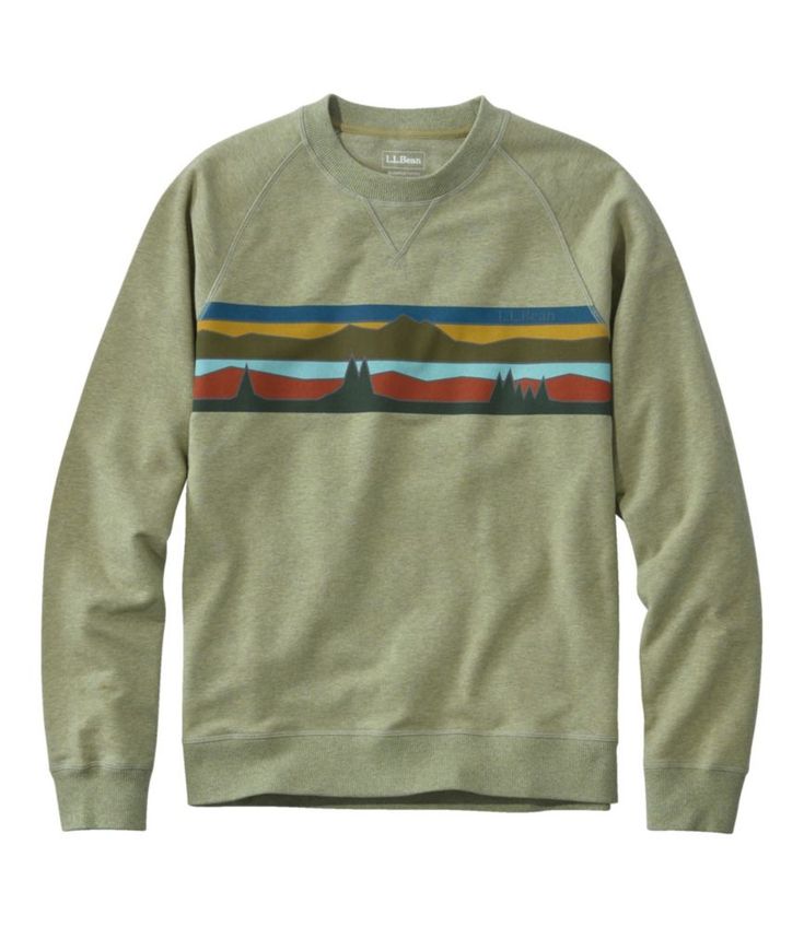 This easy-to-layer crewneck has everything we want in a sweatshirt: soft, stretchy fabric, outdoor-inspired graphics and non-stop comfort. Slightly Fitted: Relaxed through the chest and sleeve, with a slightly slimmer waist. Moisture-wicking, breathable blend of 59% cotton, 38% polyester and 3% spandex. Machine wash and dry. Raglan sleeve construction for increased comfort. Ribbed cuffs and hem. Warm Teal/National Parks is included in the National Park Collection. Imported. Fit: Slightly Fitted | Men's Comfort Camp Crewneck, Graphic, Synthetic/Cotton Blend Outdoor Crew Neck Sweatshirt In Athleisure Style, Casual Fleece Sweater For Outdoor Activities, Relaxed Fit Fleece Top For Outdoor, Cotton Sweater For Fall Outdoor Activities, Fall Cotton Sweater For Outdoor Activities, Casual Crew Sweatshirt For Outdoor Activities, Fall Crew Neck Sweatshirt With Brushed Fabric, Casual Crew Sweatshirt For Outdoor, Relaxed Fit Sweatshirt For Outdoor Fall Activities