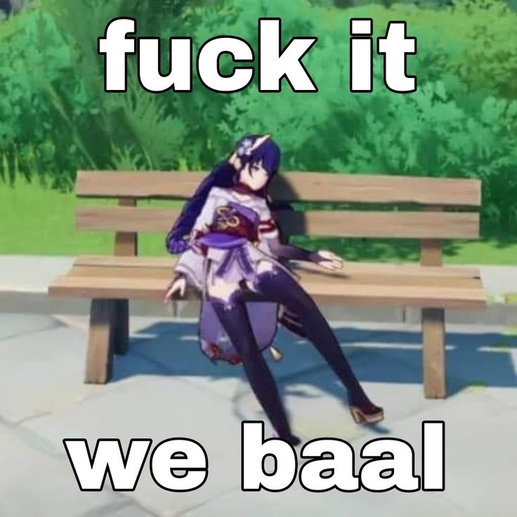 a woman sitting on top of a wooden bench next to a park bench with the caption, we baal