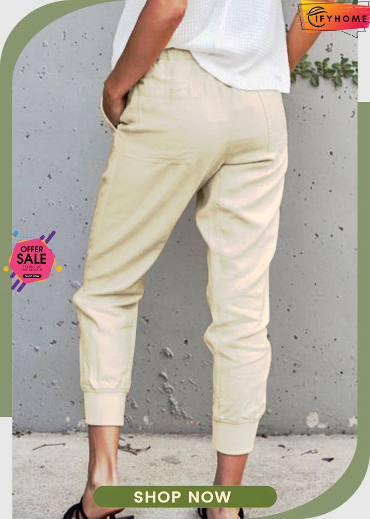 Apricot Causal Pockets Pants Pockets Pants, Pocket Pants, Apricot, On Sale, Free Shipping, Pants, Trousers